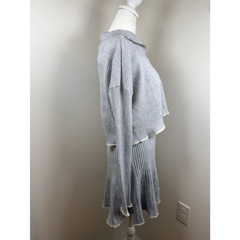 Anthropologie Daily Practice Miles Sweater Dress Small Gray Knit Pleated Preppy - Picture 12 of 15